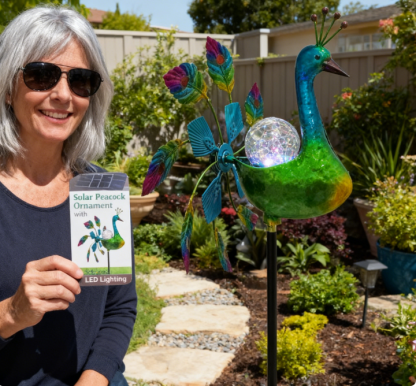 🦚 Iridescent Peacock Solar Wind Spinner✨