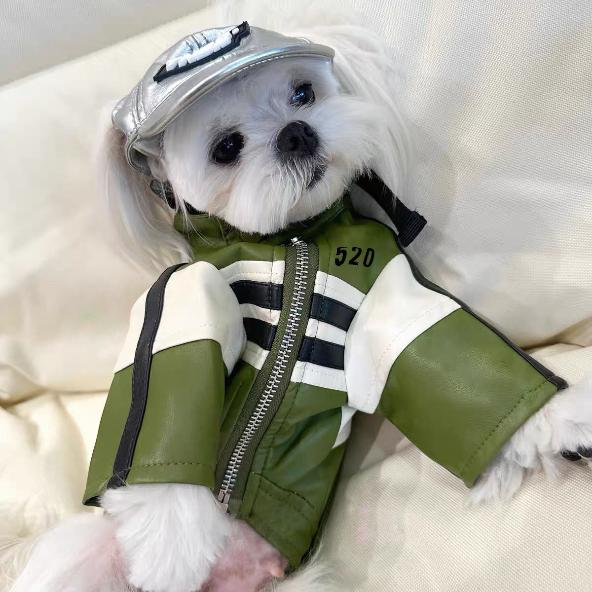 Pet Motorcycle-Style Warm Leather Jacket: Textured Cut, Warm Protection