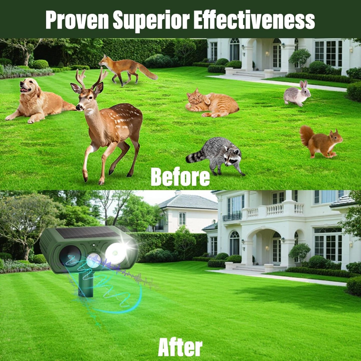 Super-powerful Solar-Powered Ultrasonic Animal Repellent