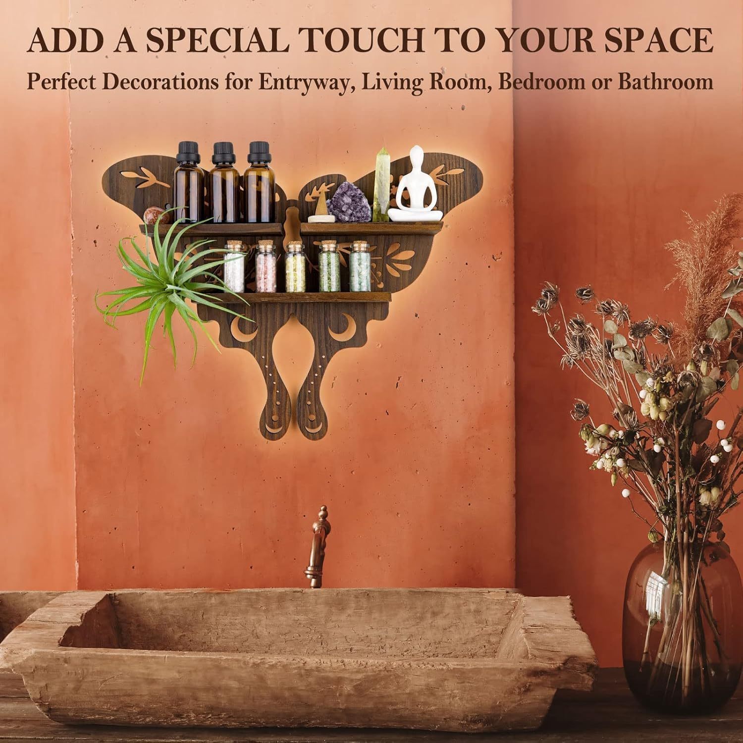 🌲🎁Christmas Gift 50% Off--Butterfly Carved Wooden Wall Shelf