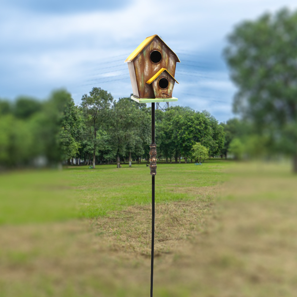 Metal Creative Birdhouse Artistic Ornament