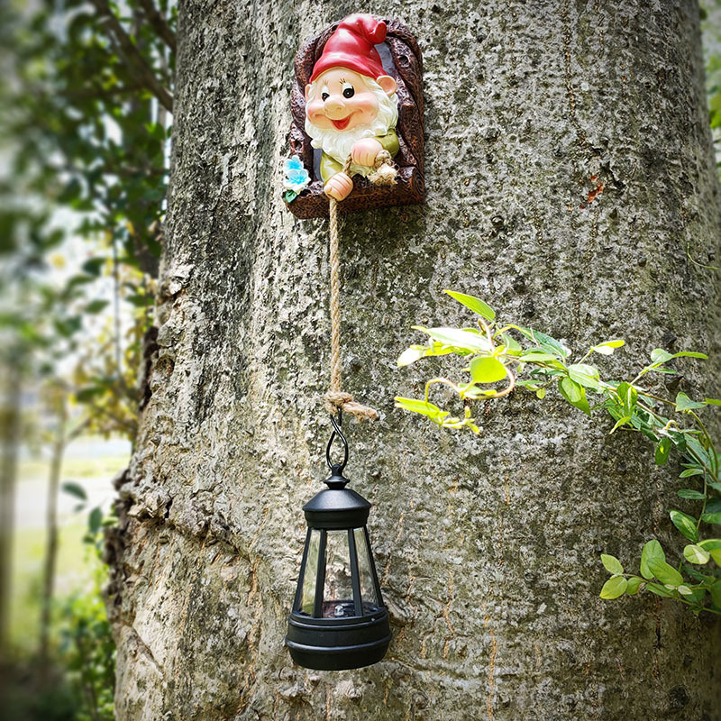 Enchanting Garden Gnome Decor with Solar Lantern – Elevate Your Outdoor Magical Aesthetic