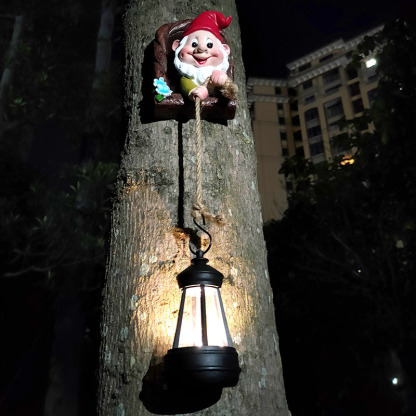 Enchanting Garden Gnome Decor with Solar Lantern – Elevate Your Outdoor Magical Aesthetic