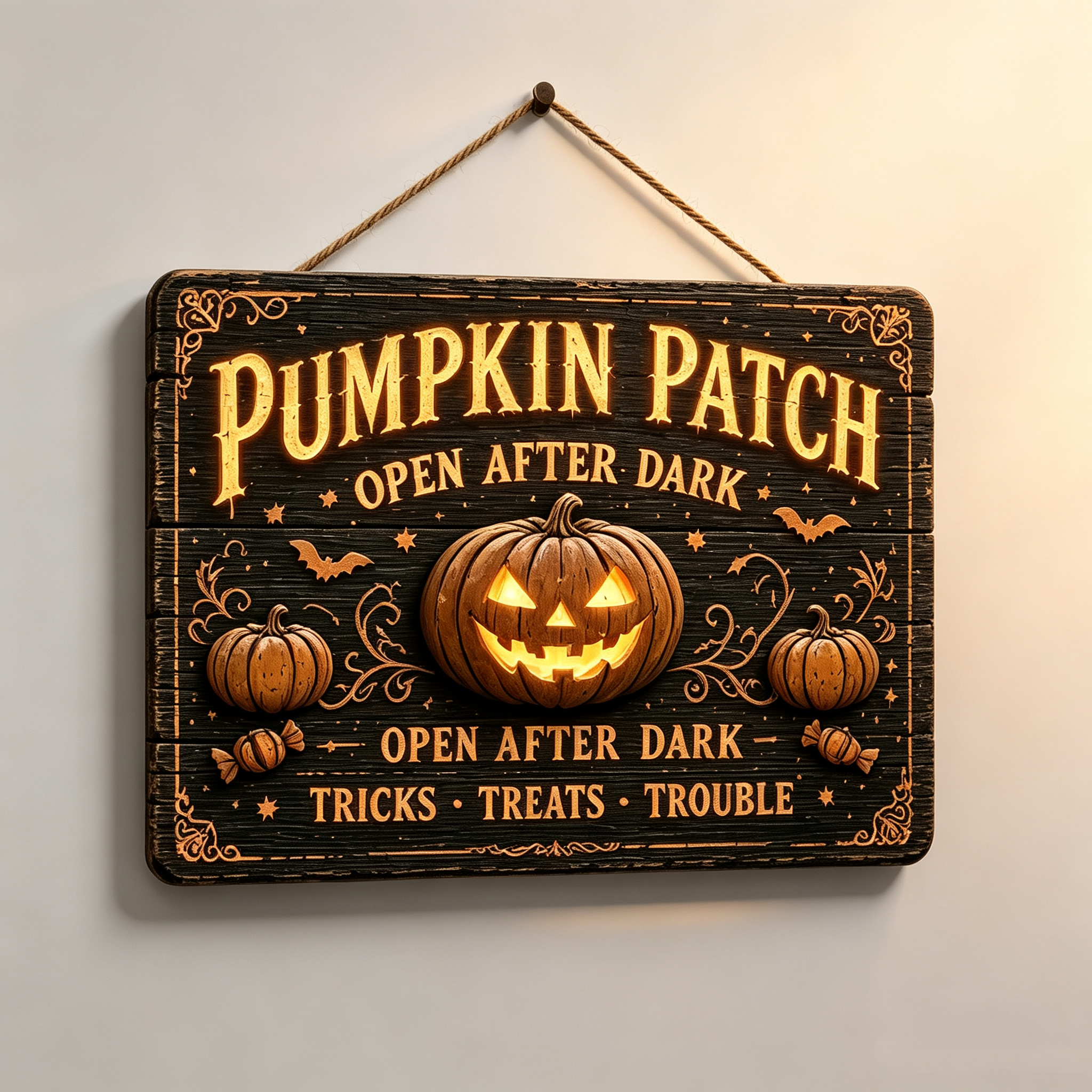 🔥Halloween Early Bird Offer: 50% off 🎃Glowing Handmade Solid Wood Halloween Sign