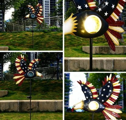 Solar-powered lamp Bald eagle Courtyard garden flower stand