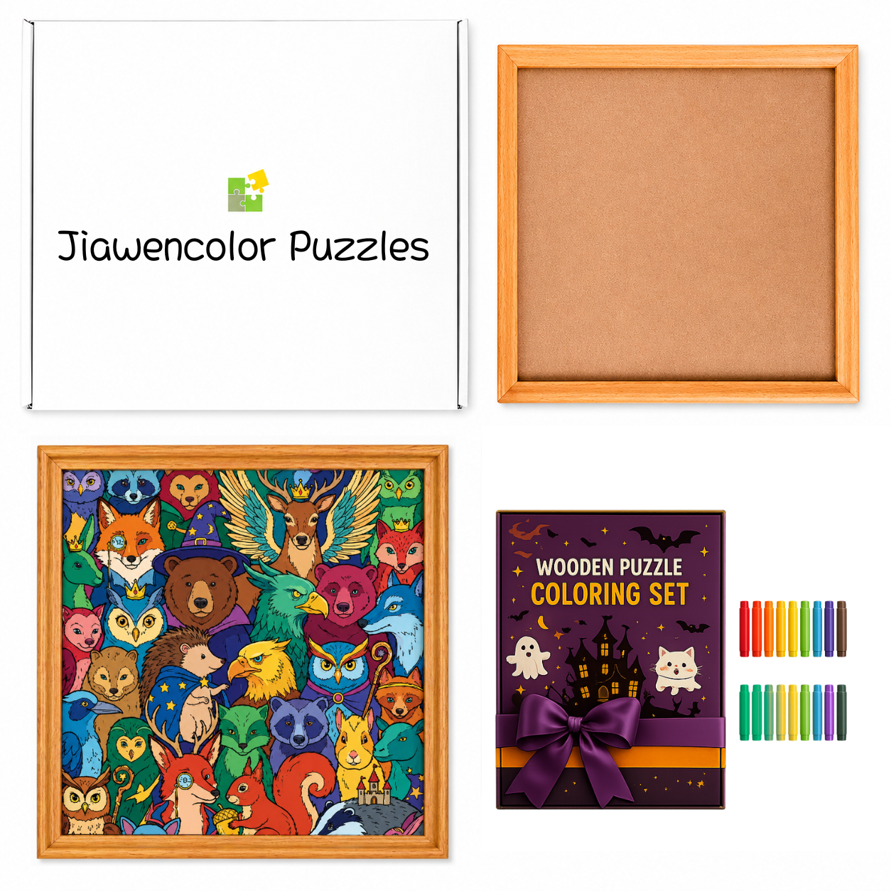 Wooden Puzzle Coloring Set | Dual Craft Art Kit 🎃