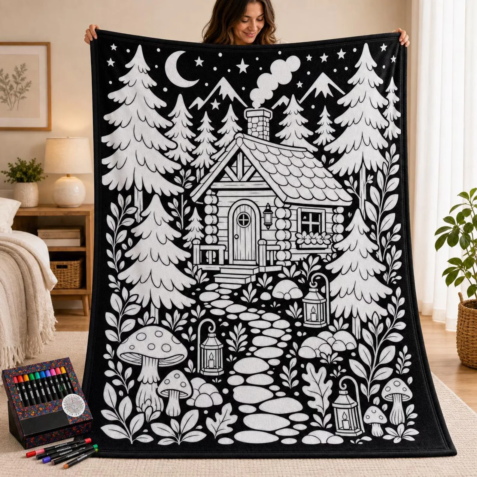 ✨Last Day 49% OFF🎨DIY Coloring Blanket with Markers🎁Perfect Gift For Family & Friends