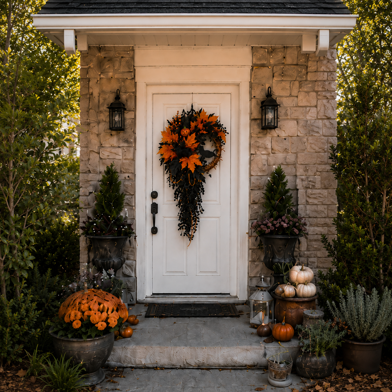 [Copy]🧙Premium Gothic Black Rose Witch Hat Wreath – Haunting Elegant Halloween Front Door Statement Decor