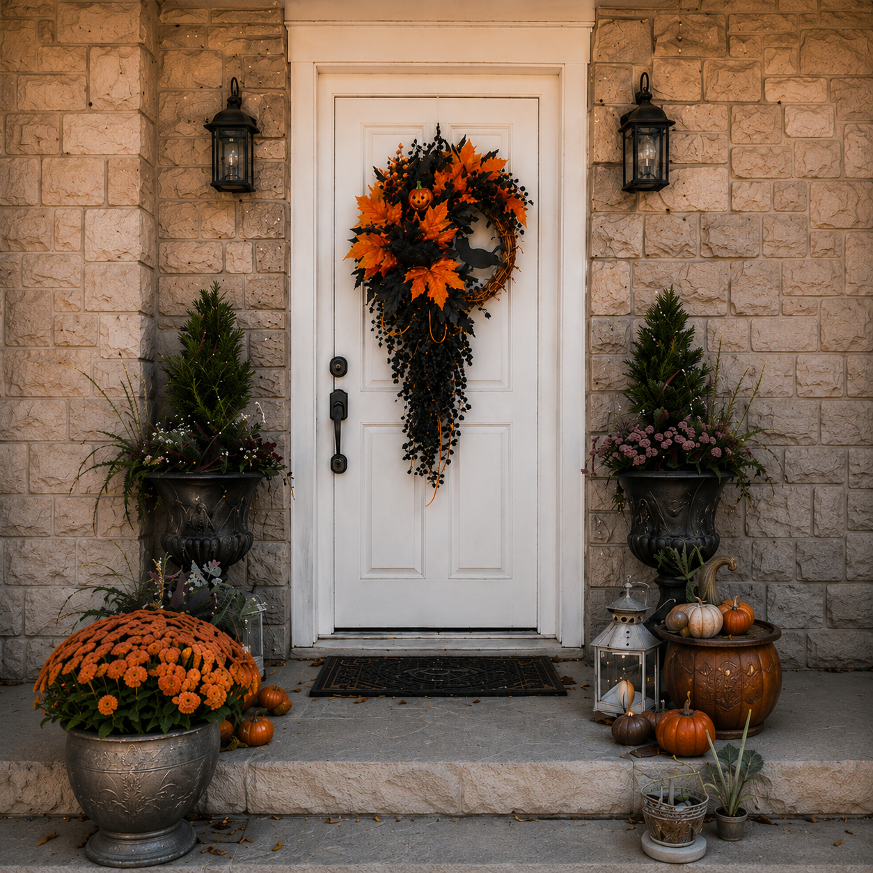 [Copy]🧙Premium Gothic Black Rose Witch Hat Wreath – Haunting Elegant Halloween Front Door Statement Decor