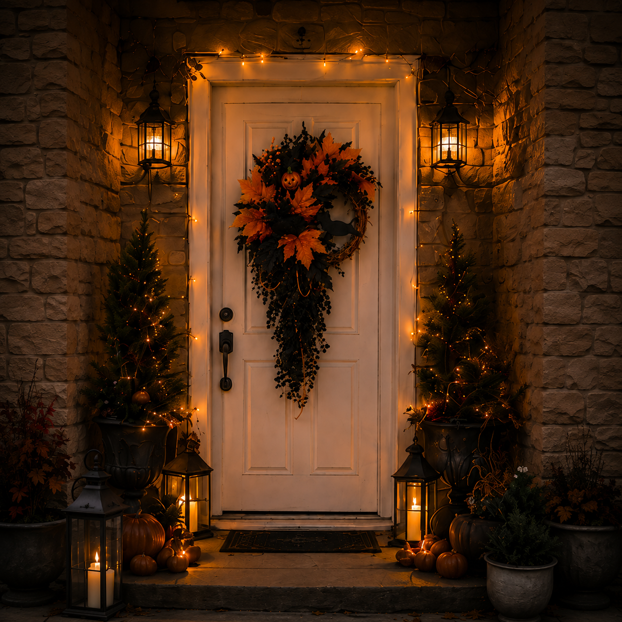 [Copy]🧙Premium Gothic Black Rose Witch Hat Wreath – Haunting Elegant Halloween Front Door Statement Decor