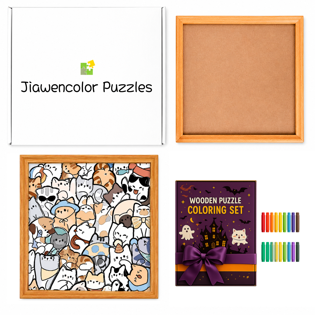 Wooden Puzzle Coloring Set | Dual Craft Art Kit 🎃