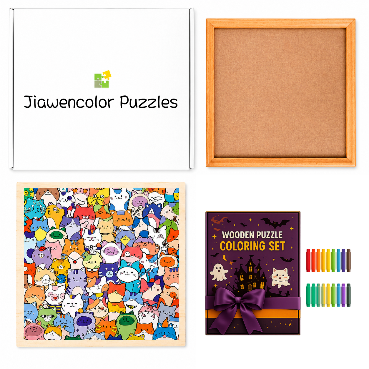 Wooden Puzzle Coloring Set | Dual Craft Art Kit 🎃