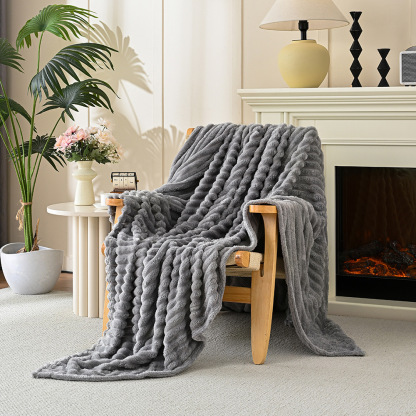 Rabbit fur plush, multi-purpose blanket, heavyweight for autumn and winter, flannel office throw, sofa blanket