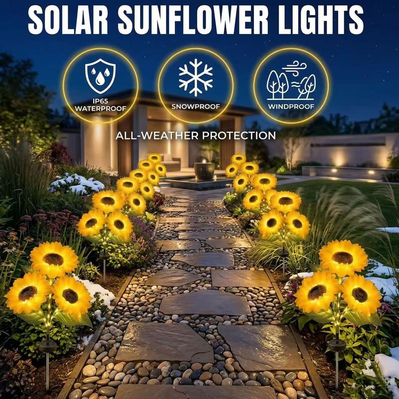 ⏰Solar Sunflower Garden Stake Lights 🌻 | Waterproof 🌧️ | No Wiring💡