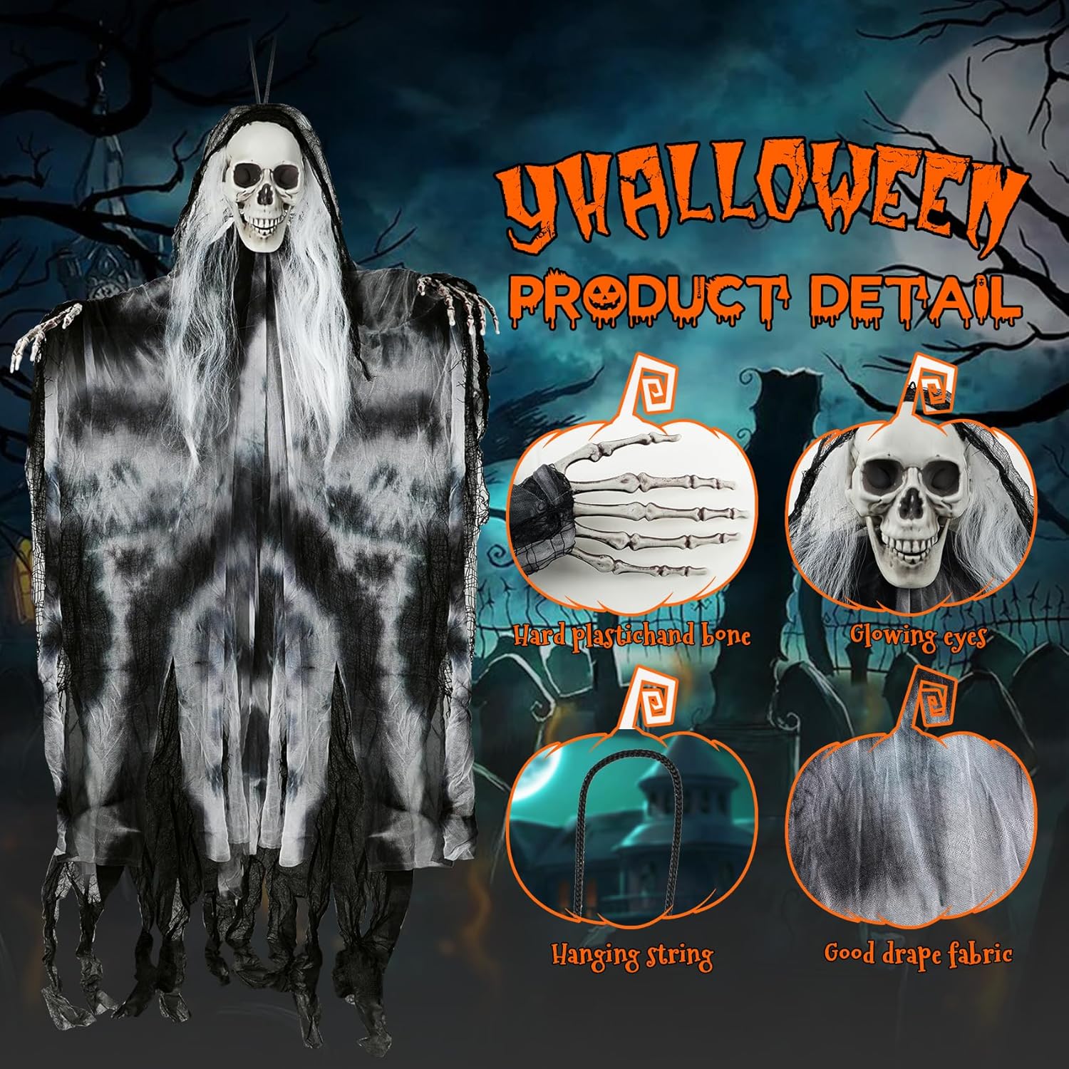 ​​Hanging Skeleton Ghost Decoration​