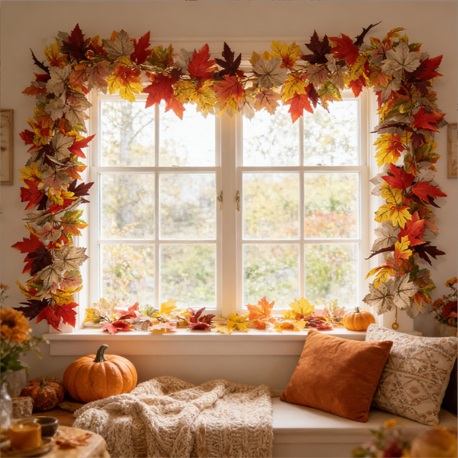 🍂 Luxe Maple Leaf Garland | Timeless Autumn Decor