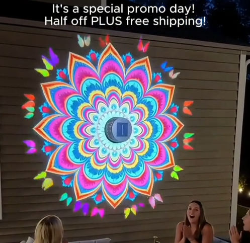 🔥Limited 60% OFF🔥✨Solar-Powered Remote Control Mandala Projector Lamp | Yard Art Decor Lamp🌻