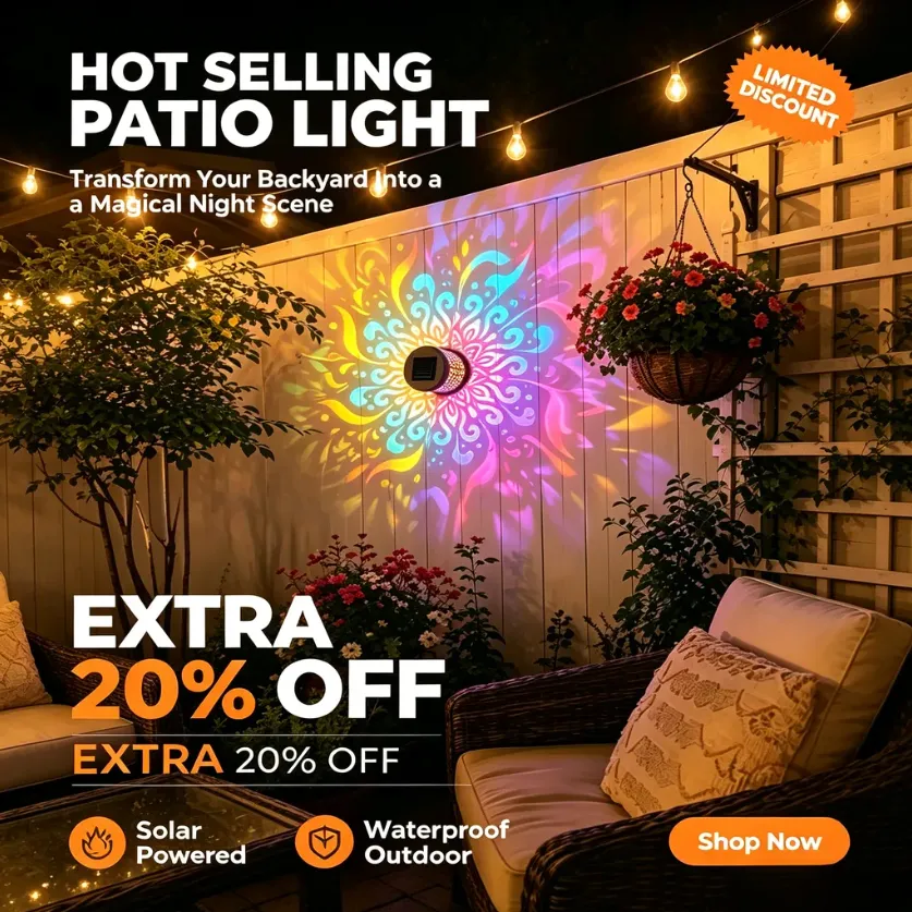 🔥Limited 60% OFF🔥✨Solar-Powered Remote Control Mandala Projector Lamp | Yard Art Decor Lamp🌻