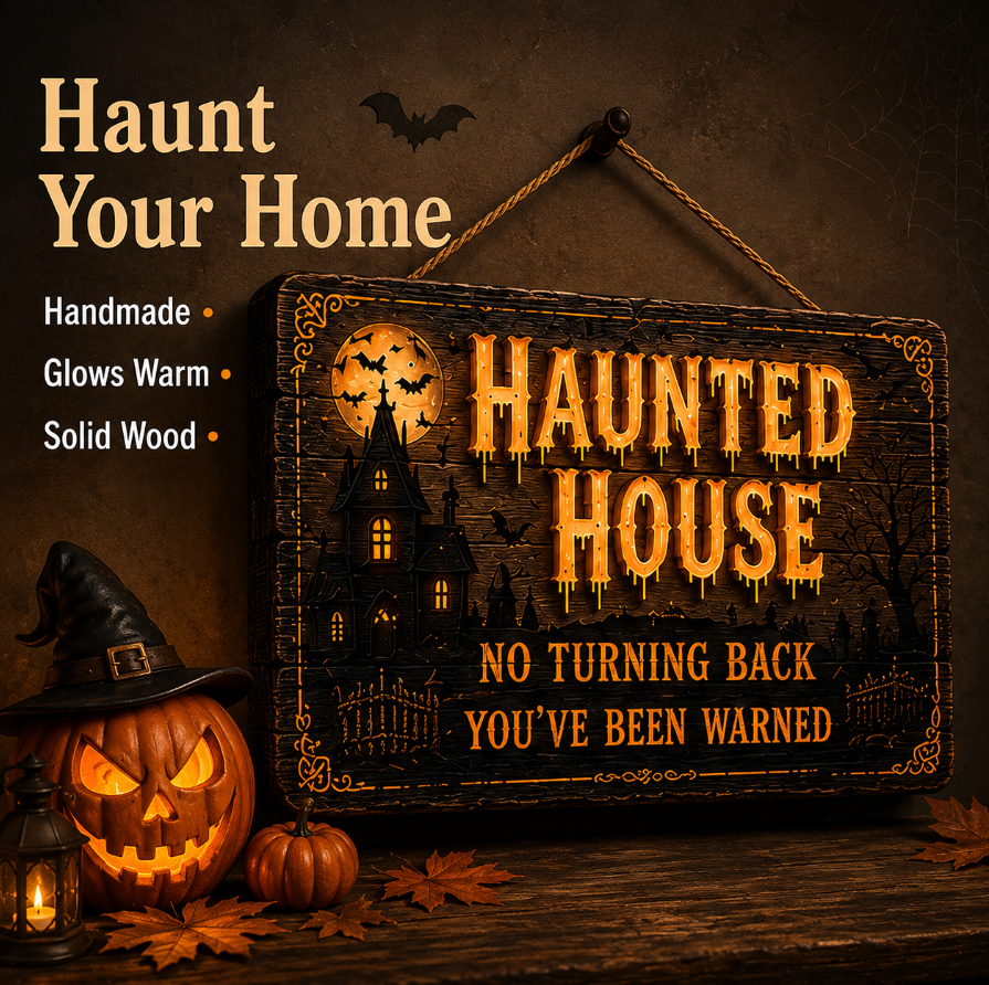 🔥Halloween Early Bird Offer: 50% off 🎃Glowing Handmade Solid Wood Halloween Sign