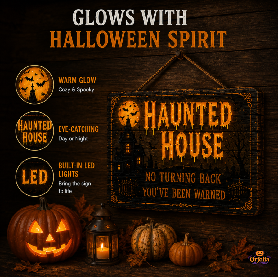 🔥Halloween Early Bird Offer: 50% off 🎃Glowing Handmade Solid Wood Halloween Sign