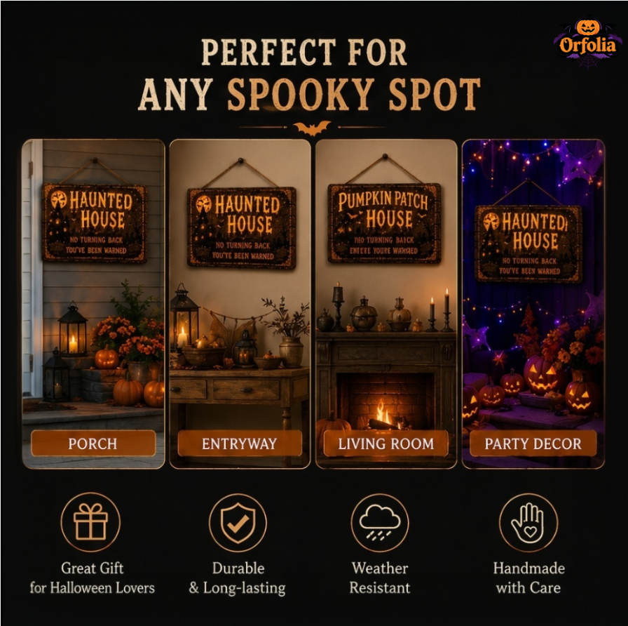 🔥Halloween Early Bird Offer: 50% off 🎃Glowing Handmade Solid Wood Halloween Sign