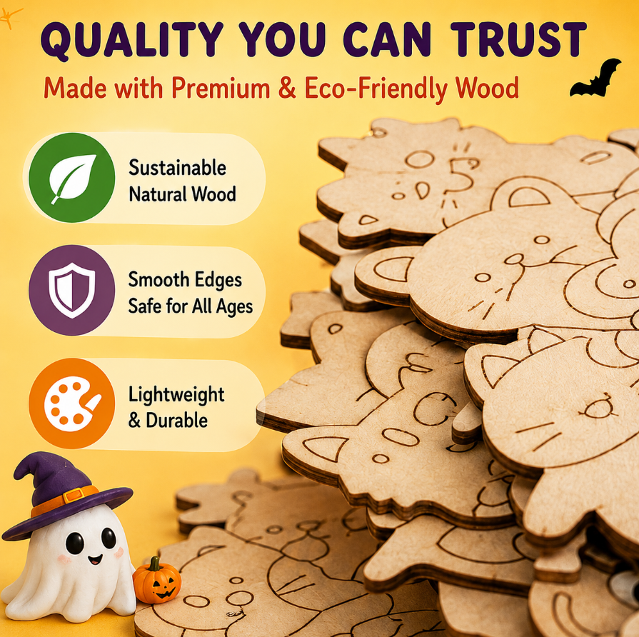 Wooden Puzzle Coloring Set | Dual Craft Art Kit 🎃