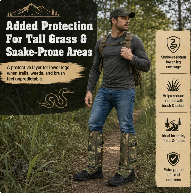 🐍🛡 Reinforced Lower Leg Protection Gaiters – 1000D Outdoor Leg Guards for Hiking & Hunting ⛰️