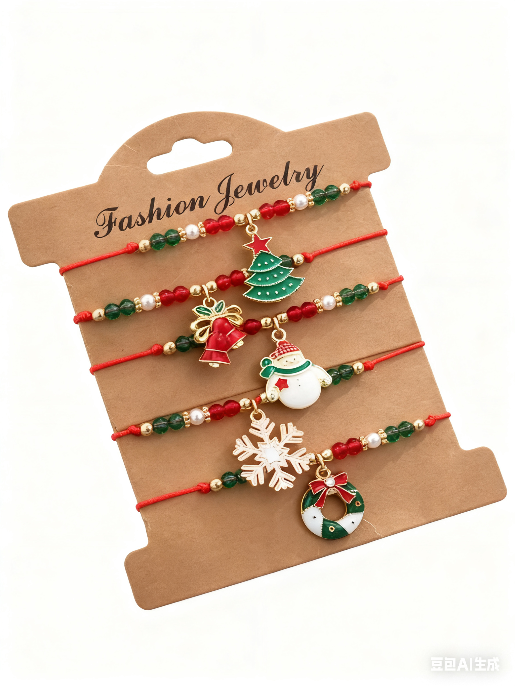 Christmas-Themed Beaded Bracelet Set