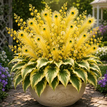 🏠🤗 Peacock Flame Hosta™ – Effortless Beauty For Shady Spaces💥
