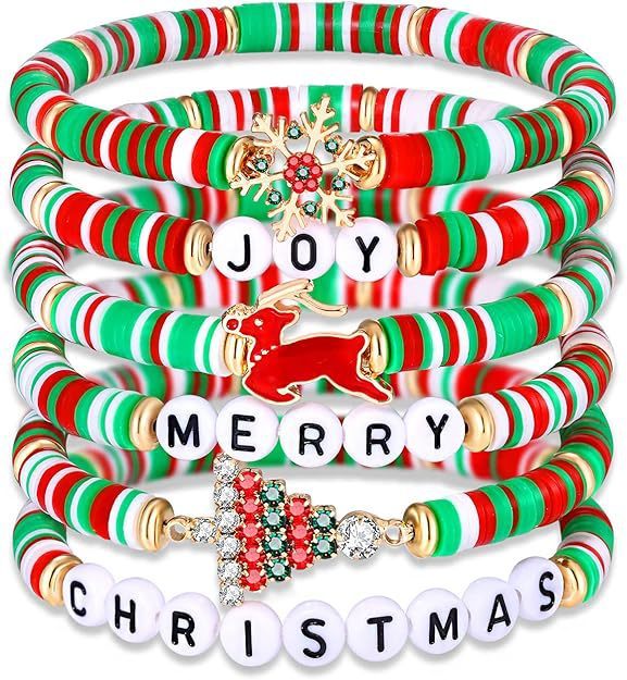 Christmas-Themed Beaded Bracelet Set