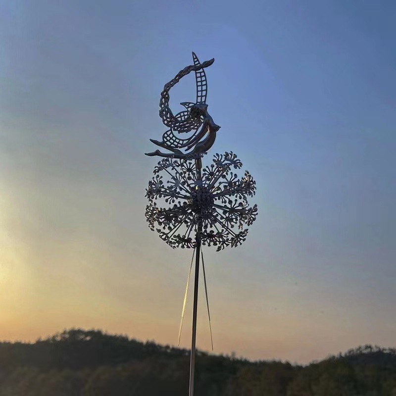 Luxury Metal Fairy & Dandelion Sculpture: Elevate Your Outdoor Elegance