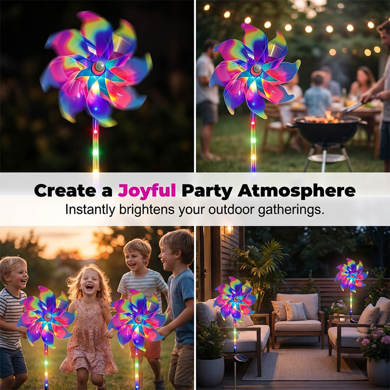 🌈Tuinlampje met regenboogwindmolentje op zonne-energie