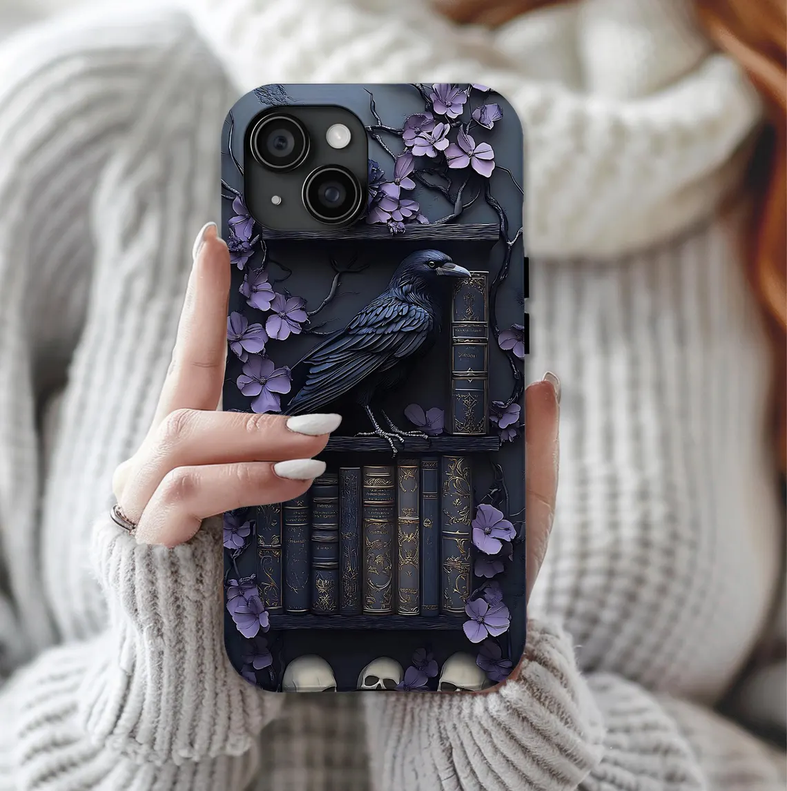 Gothic purple Bookshelf Phone Case