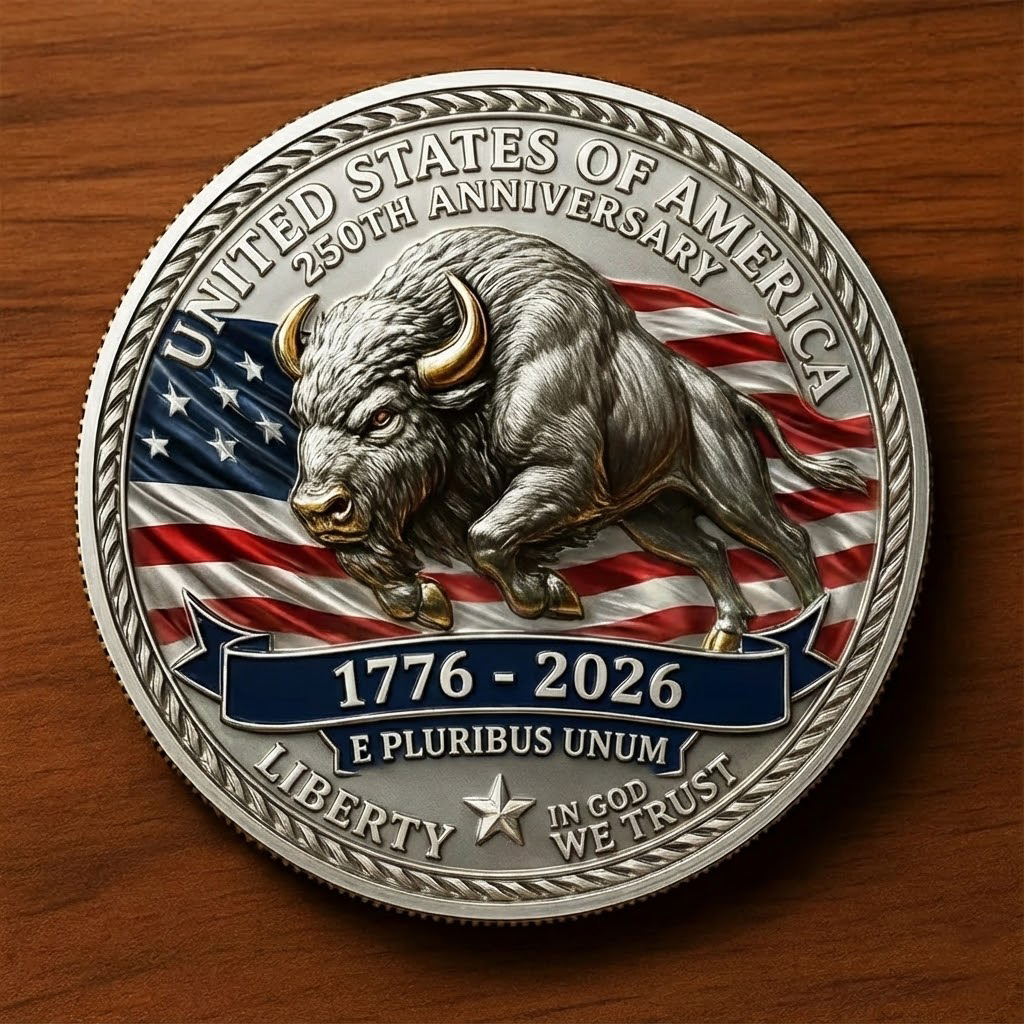 United States 250th Anniversary Commemorative Coin - Bison and Liberty