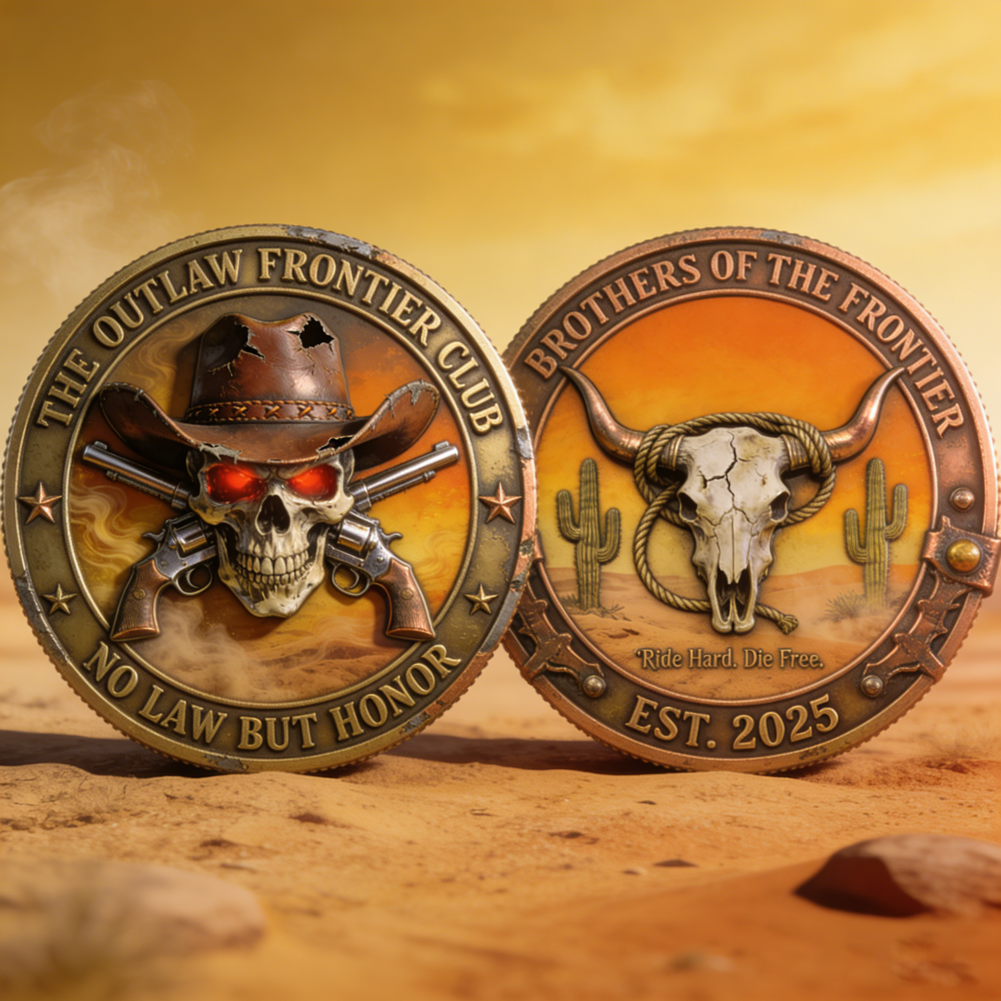 Outlaw Frontier Club Coin — “Ride Hard. Die Free.”
