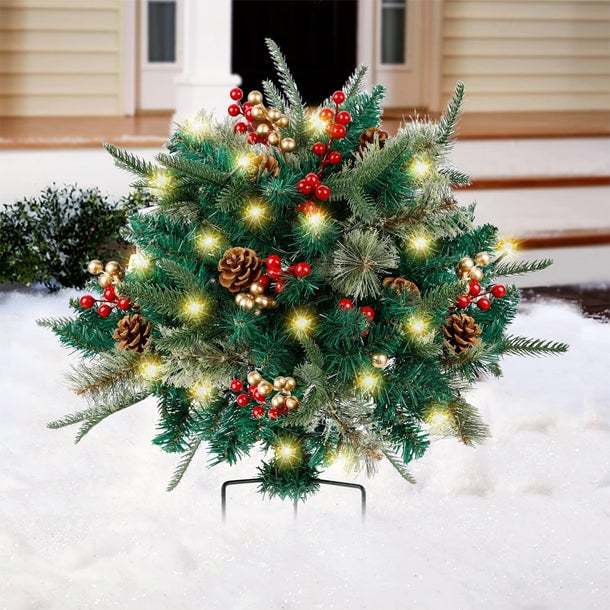 🎄🔥Pre-lit Artificial Christmas Tree Urn Filler💐
