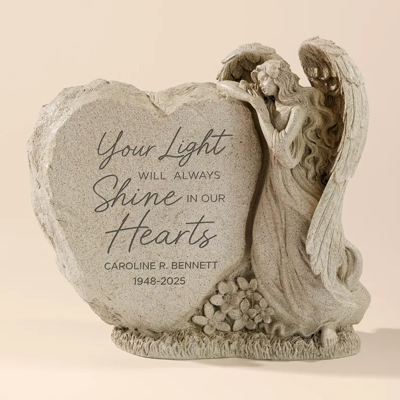 Light Up Memorial Angel Garden Stone