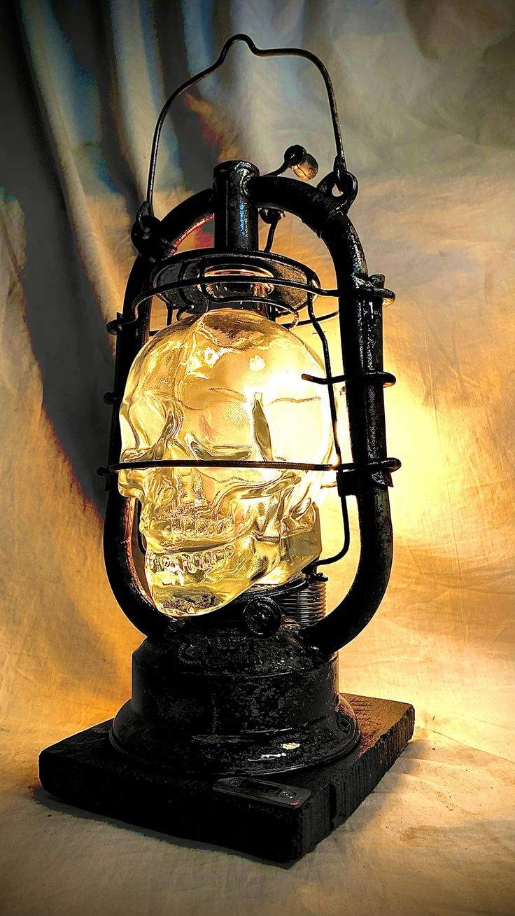 Industrial Gothic Skull Lamp