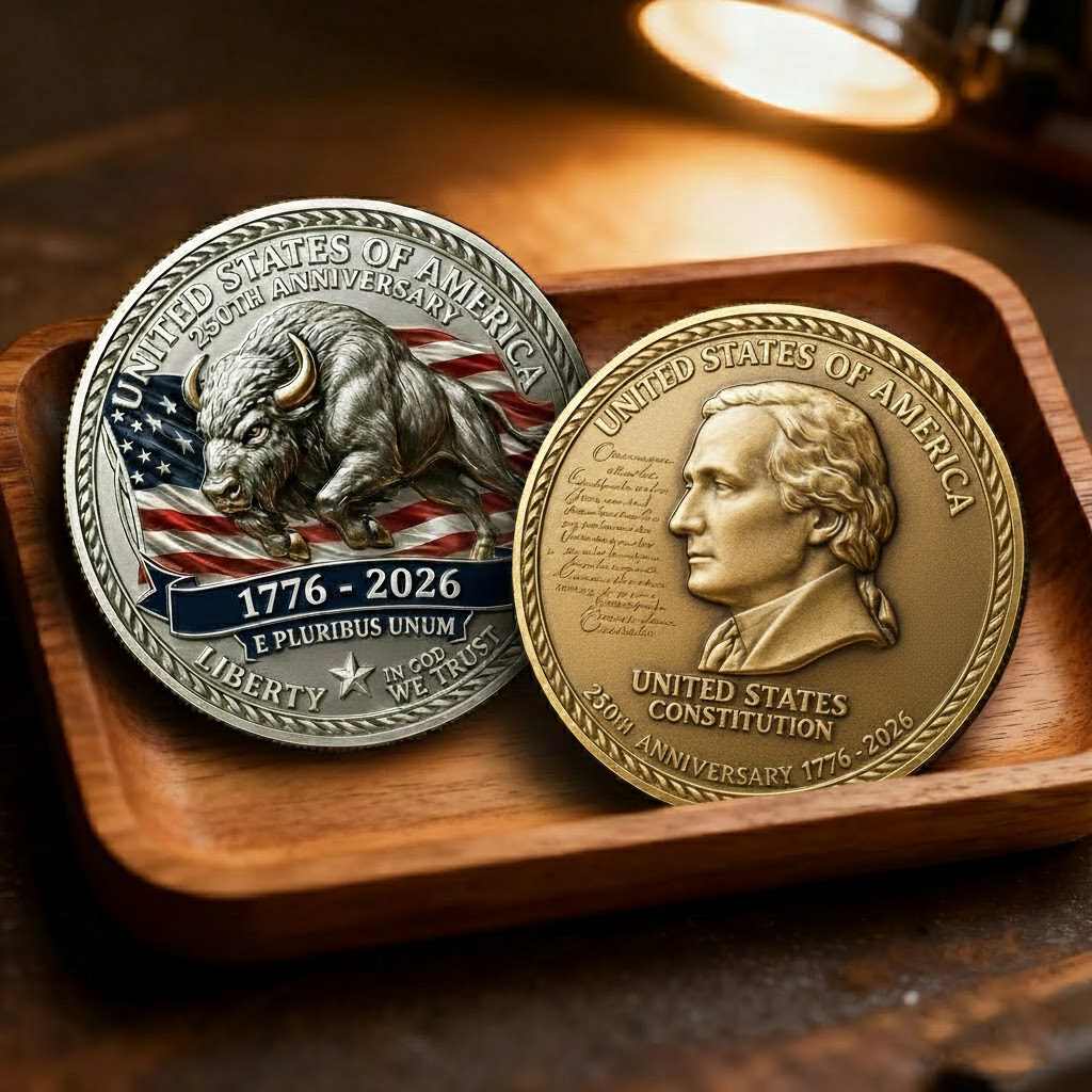 United States 250th Anniversary Commemorative Coin - Bison and Liberty