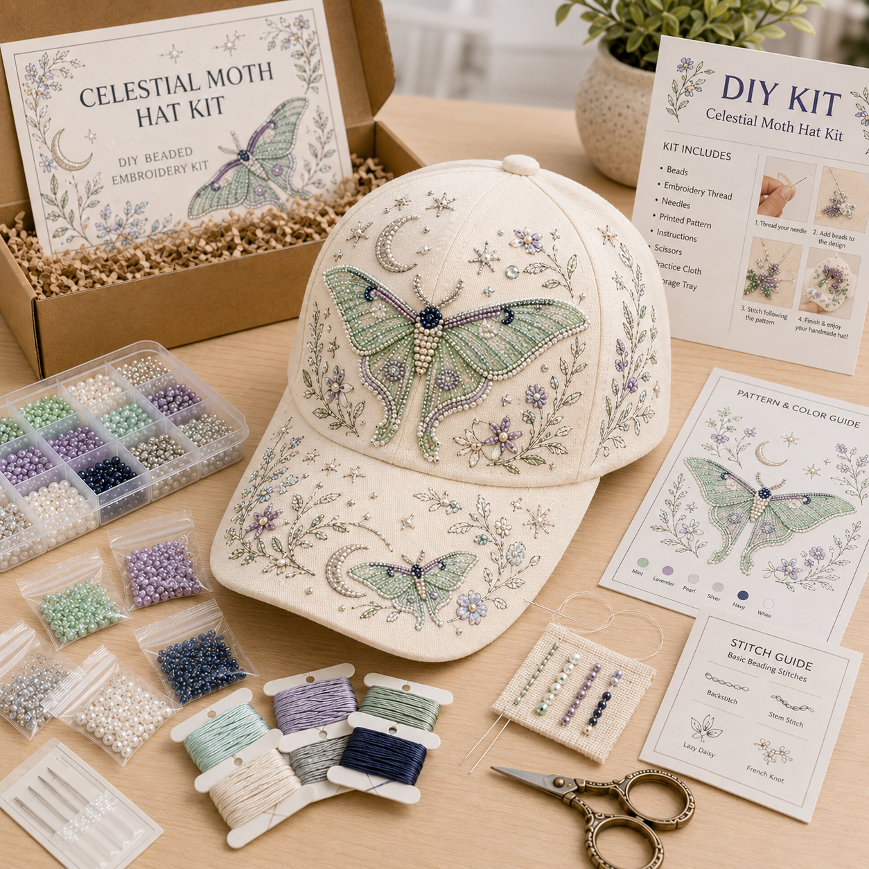 Hummingbird Garden Beaded Hat DIY Kit