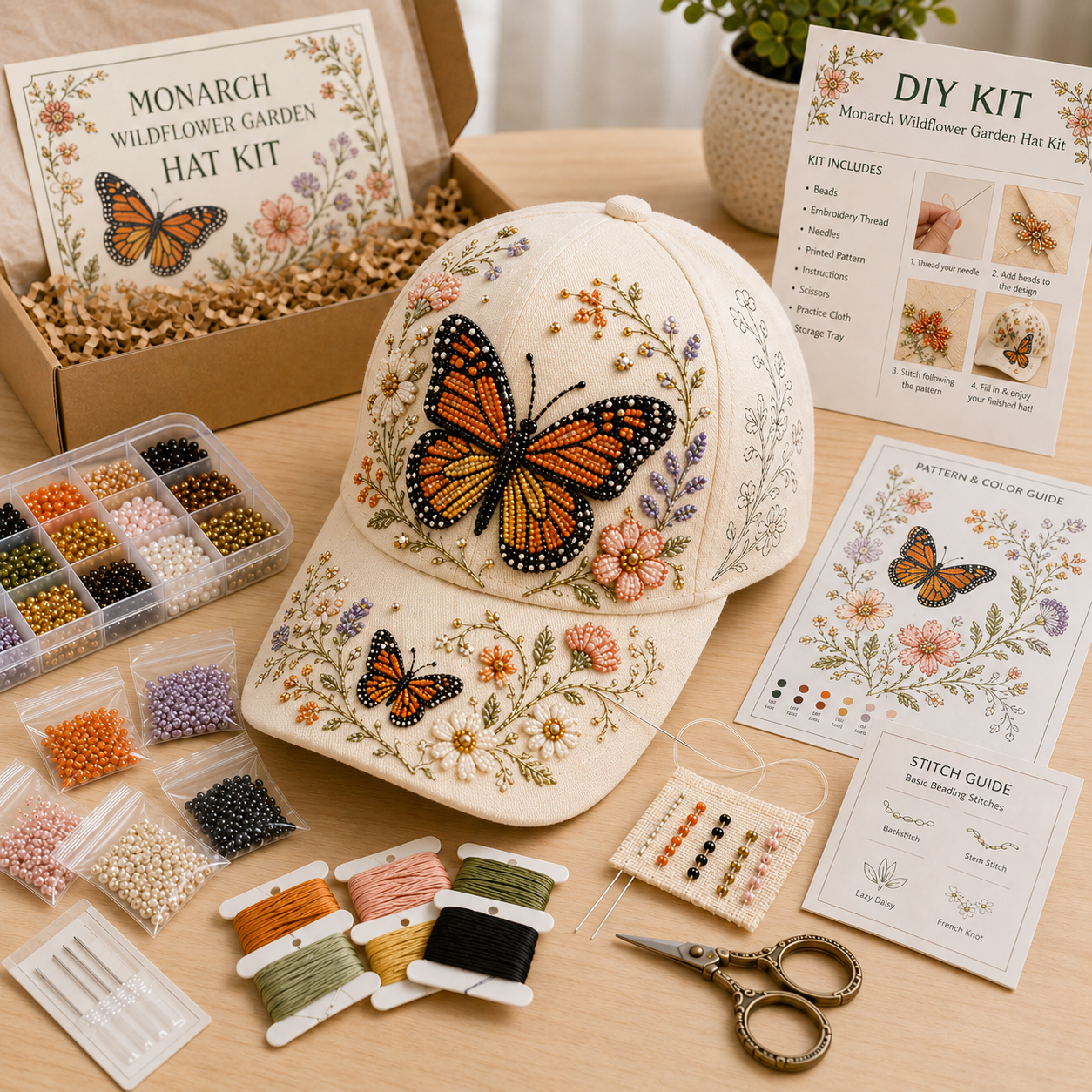Hummingbird Garden Beaded Hat DIY Kit