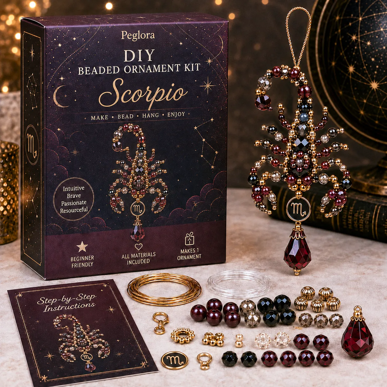 ⏳ Last Day 49% OFF – Buy 3 Get 1 FREE（4 PCS）🌙 Beginner-Friendly Zodiac Blessing Beaded Ornament DIY Kit Collection | Complete Kit with Beads, Crystal Accents, Zodiac Charms & Step-by-Step Guide Included 💕