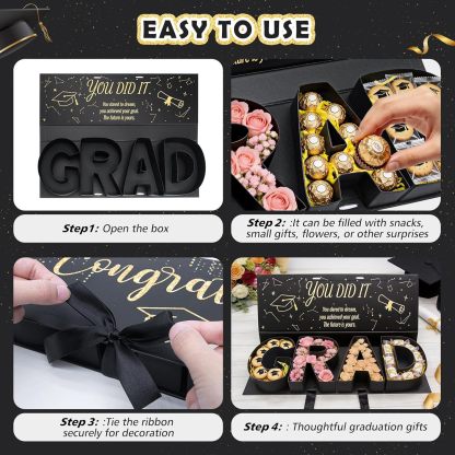 🎁Hot Sale Promotion 49% OFF🔥 DIY Graduation Empty Gift Box with Ribbon, Large Box for Flowers, Candy & Party Favors