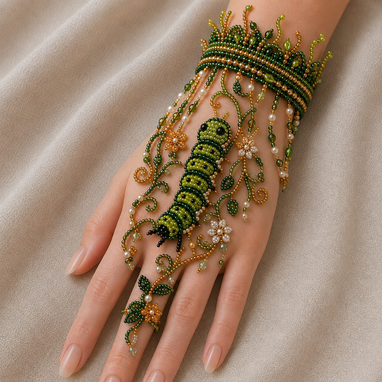 Enchanted Forest: Guardians & Shadows – DIY Beaded Hand Bracelet（When darkness awakens, the guardians rise）
