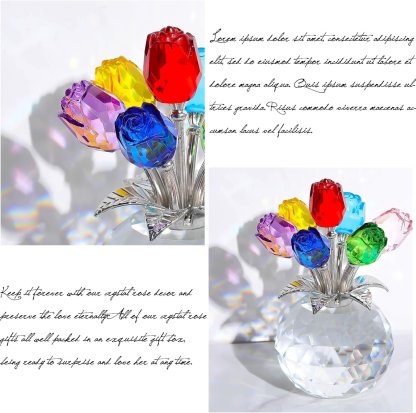 🔥Last Day 50% OFF - ❤️🌹Crystal Colorful Rose Flower Collectible Figurine with Vase(📦Buy 2 Free Shipping)