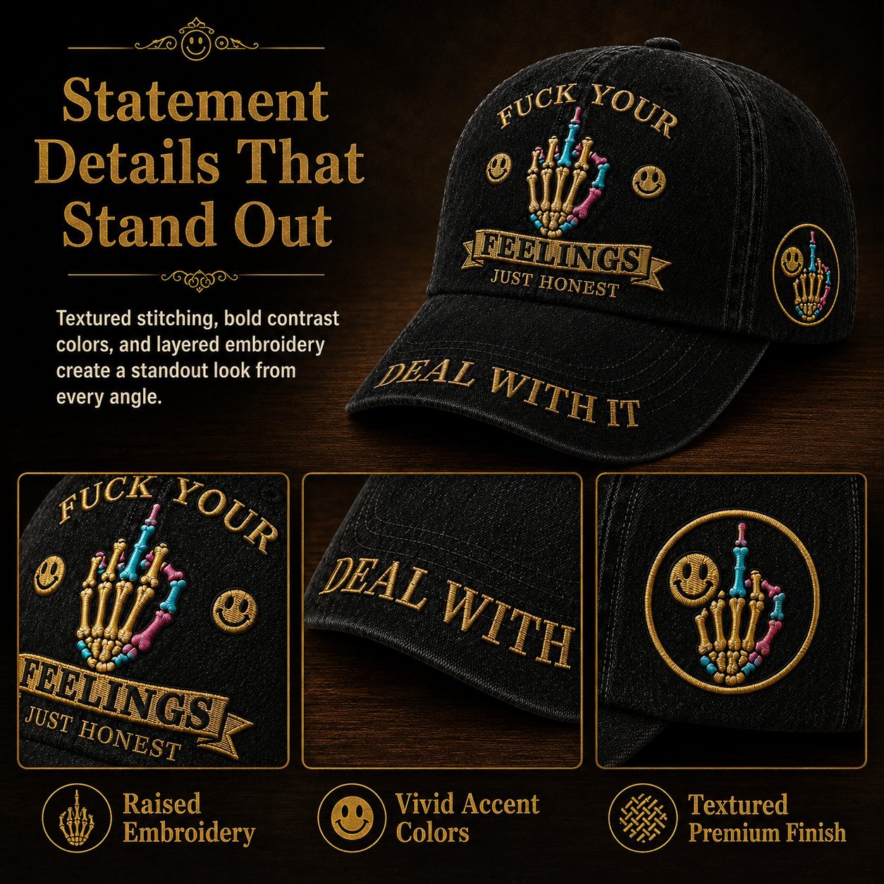 FXXK YOUR FEELINGS Cap🎁Free Double-Sided Honor Coin With Every Cap Purchase🔥Buy 2 Get 1 Free🔥