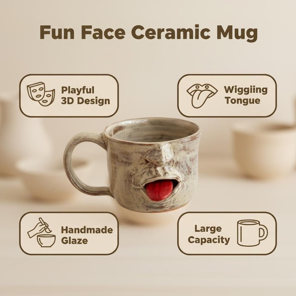 Wacky Face Mug with Protruding Tongue