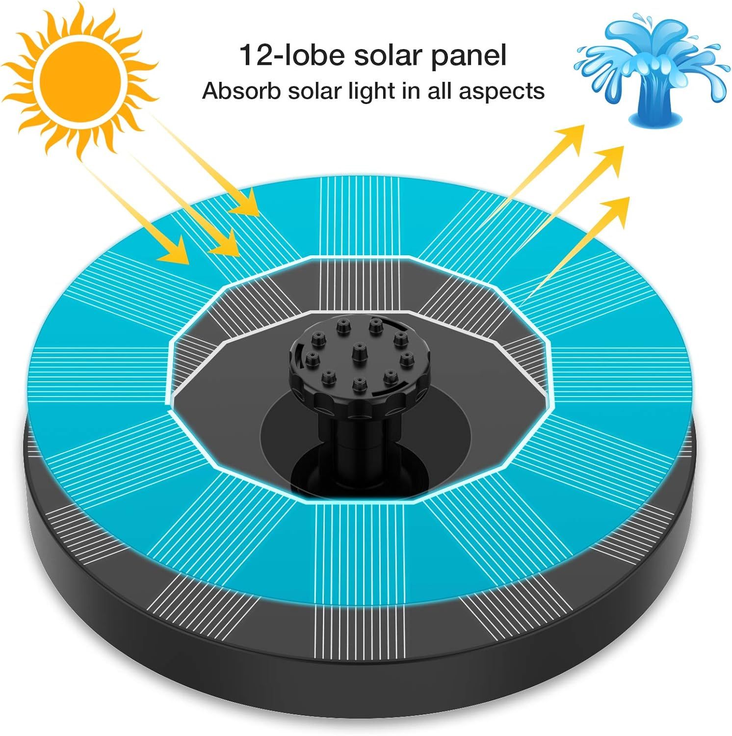 Solar Bath Fountain with 6 Nozzle
