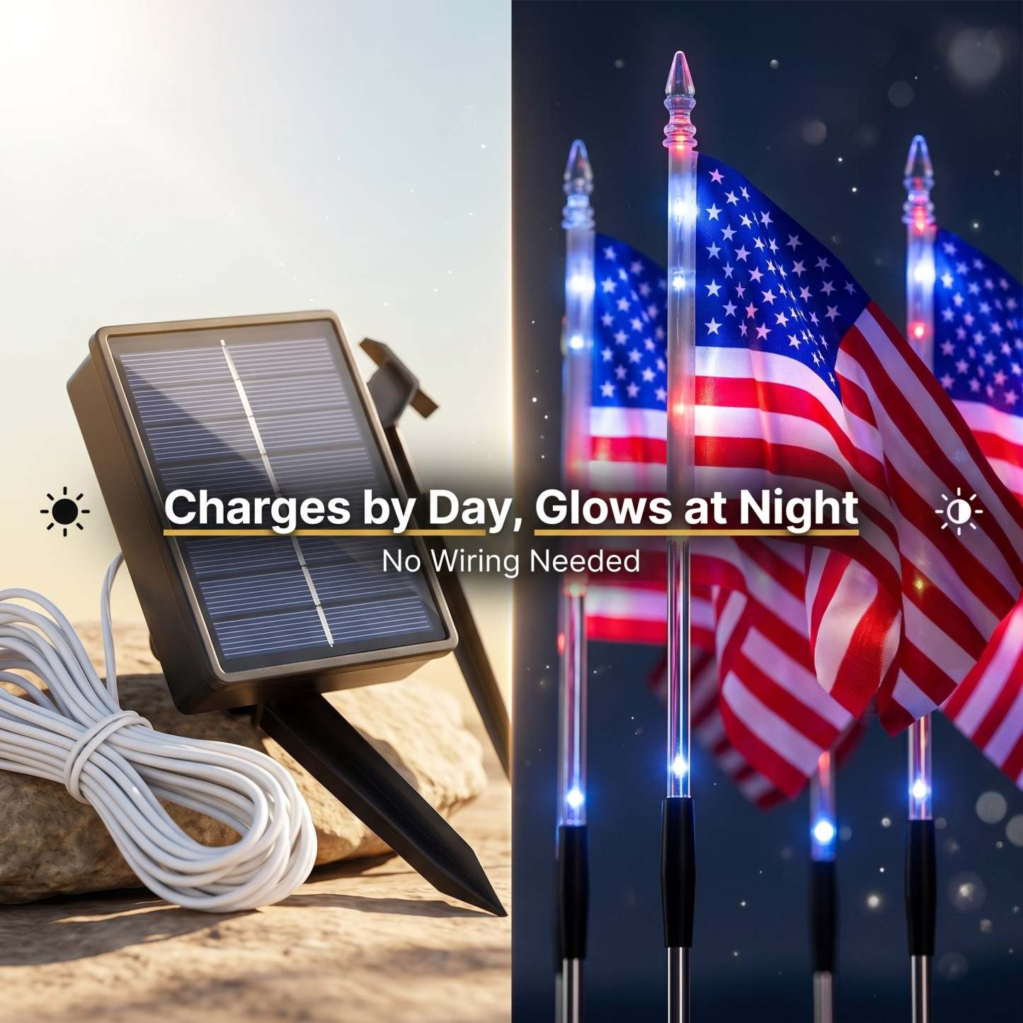 💕8-in-1 American Flag Solar Lights