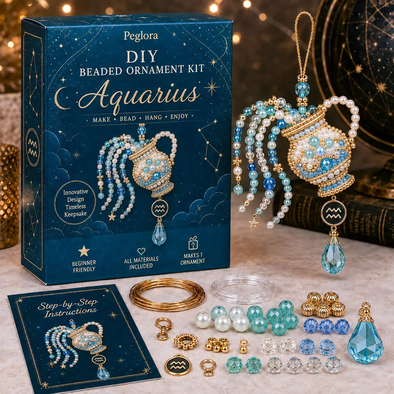 ⏳ Last Day 49% OFF – Buy 3 Get 1 FREE（4 PCS）🌙 Beginner-Friendly Zodiac Blessing Beaded Ornament DIY Kit Collection | Complete Kit with Beads, Crystal Accents, Zodiac Charms & Step-by-Step Guide Included 💕